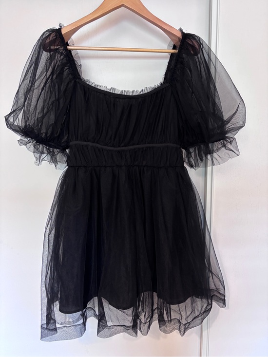 Forever 21 Dresses & Skirts - Whimsigoth Babydoll Fairy Grunge Mini Dress Puff Sleeve Size Medium Black Sheer